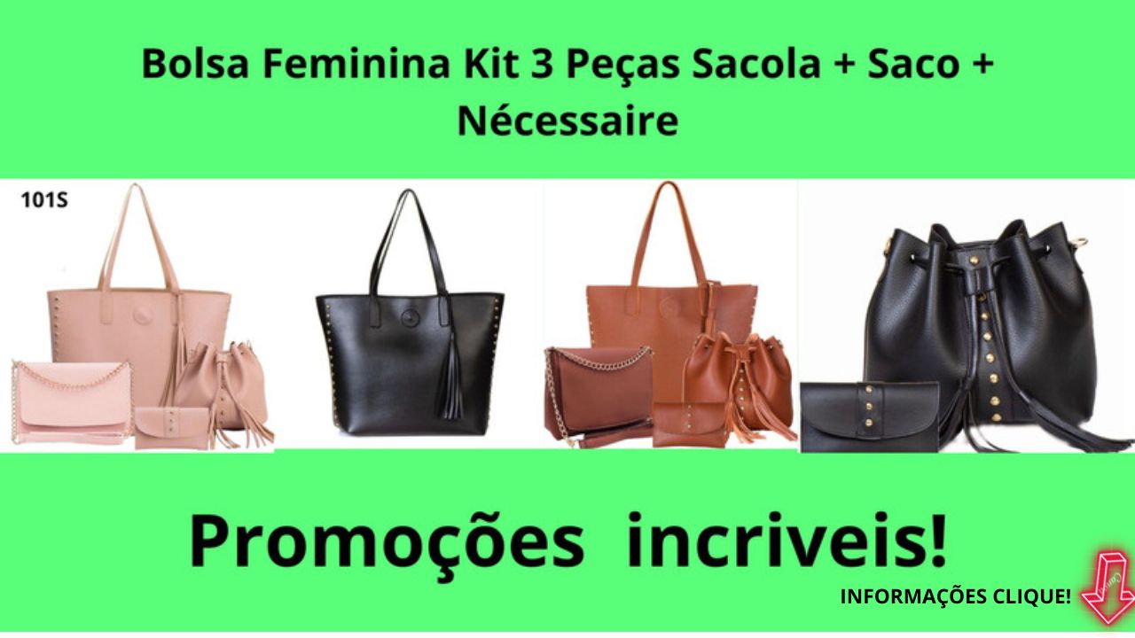 Este conjunto de bolsas também é uma ótima opção de presente para alguém especial. Surpreenda uma amiga, mãe ou colega com um kit que oferece estilo e utilidade em um só gesto. Não importa se você está indo para o trabalho, um jantar ou uma festa elegante, este kit de bolsas acompanhará você com toda a elegância que merece. Deixe sua marca por onde passar, carregando consigo não apenas uma bolsa, mas um conjunto de possibilidades para expressar seu estilo único. Adquira o seu conjunto de bolsas hoje mesmo e esteja sempre preparada para brilhar!