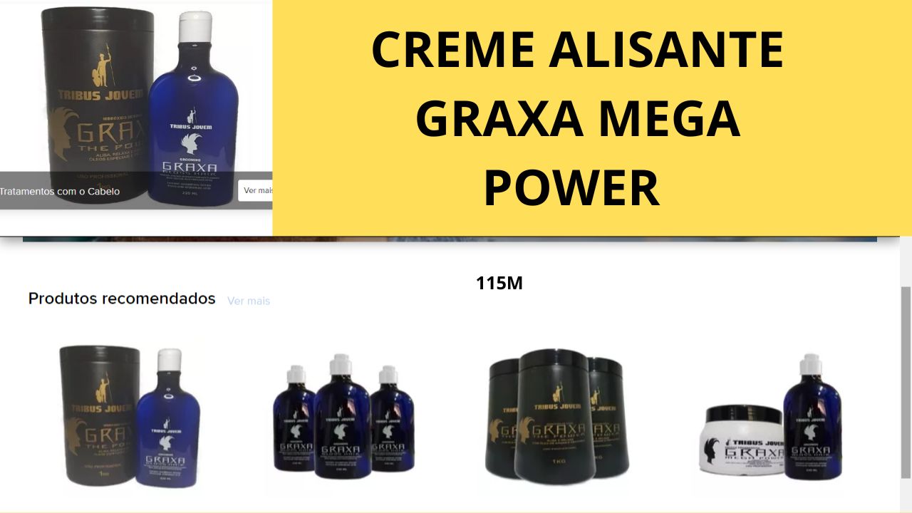 Graxa Mega Power - cabelo crespo 100% liso - ANVISA
A sua formulação conta com compostos naturais que deixam o cabelo com um feito 100% liso e mais natural.
Sem ardência no couro cabeludo ou qualquer reação desagradável. Possui um cheiro muito agradável e não irrita os olhos e nem as vias respiratórias.
Pode ser usada em todos tipos de cabelos e pode ser usada com tinturas, descolorante e outros alisamentos, inclusive henna.
Produto com alto rendimento, um frasco dá para passar em mais de 40 cabelos. Cabelo liso com durabilidade de 4 a 6 meses.
