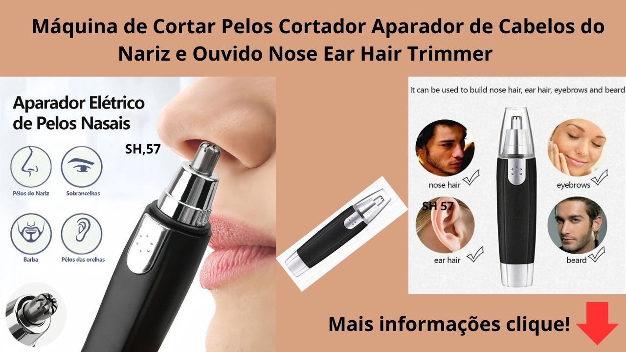 Máquina de Cortar Pelos Cortador Aparador de Cabelos do Nariz e Ouvido Nose Ear Hair Trimmer! 👃 Cabeça de Corte em Arco Tridimensional: Não agride a cavidade nasal, garantindo um uso confortável e seguro. 🔄 Rotação de 360 Graus: Capta pelos longos em qualquer direção eficientemente. 💦 Design à Prova D'Água: Permite uso a seco ou molhado, mantendo a higiene. ✅ Lâmina Curva Hipoalergênica de Aço Inoxidável: Ideal para ambos os sexos.