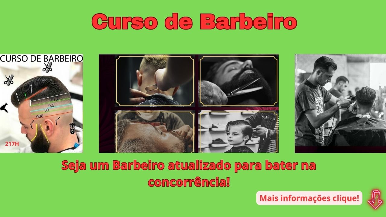 Você vai aprender passo a passo todas as técnicas que precisa para se iniciar na profissão de barbeiro! Acesse nossas aulas on-line quando e onde quiser. Conteúdo completo, didático e eficiente para ser colocado em prática no dia a dia, seja você um barbeiro iniciante ou à procura de aperfeiçoamento. Seus sonhos e sua carreira não podem parar. Como seria a vida se nós não tivéssemos coragem de tentar coisa alguma. Ate quando você vai ficar trabalho para outros. Agora, vou te ajudar a se tornar um Barbeiro Profissional e também alcançar o sucesso.