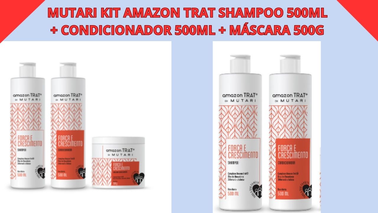 KIT FORÇA E CRESCIMENTO Amazon Trat® - Restauração e reestruturação da fibra - Nutrição - Combate a queda e estimula crescimento - Fortalecimento - Reestruturação dos fios interna e externamente - Hidratação e regeneração - Sedosidade e Brilho