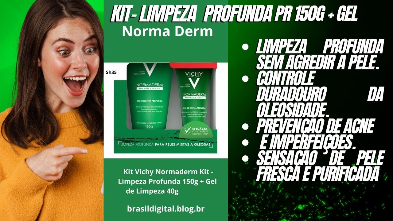 Kit Vichy Normaderm - Limpeza Profunda 150g + Gel é um conjunto desenvolvido para o cuidado diário da pele oleosa e com tendência à acne. O kit oferece uma solução eficaz para quem busca controlar a oleosidade, reduzir imperfeições e limpar profundamente a pele sem causar ressecamento.
O kit contém:
Gel de Limpeza Profunda Normaderm (150g): Um gel de limpeza facial que remove impurezas, desobstrui os poros e controla a oleosidade excessiva, prevenindo o aparecimento de cravos e espinhas. Sua fórmula suave não agride a pele e proporciona uma sensação de frescor.
Gel Hidratante ou Sérum: Dependendo da versão do kit, pode incluir um gel hidratante leve ousérum específico da linha, que oferece hidratação e tratamento sem deixar a pele oleosa. Também ajuda a reduzir marcas e sinais de acne, promovendo uma textura mais uniforme e saudável.
Kit Vichy Normaderm - Limpeza Profunda 150g + Gel é um conjunto desenvolvido para o cuidado diário da pele oleosa e com tendência à acne. O kit oferece uma solução eficaz para quem busca controlar a oleosidade, reduzir imperfeições e limpar profundamente a pele sem causar ressecamento.
