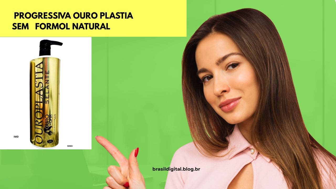 Cabelo alinhado, brilhante e com movimento natural após progressiva sem formol ouroplastia natural.