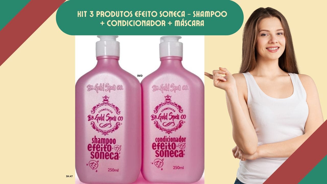 Kit 3 Produtos Efeito Soneca com shampoo, condicionador e máscara para tratamento capilar noturno, hidratação profunda, maciez e brilho dos cabelos.