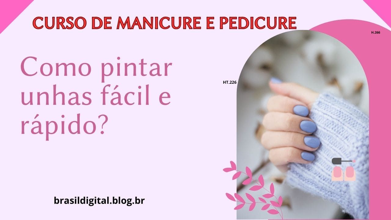 Imagem ilustrativa do Curso de Manicure e pedi cure, mostrando técnicas de cuidado com unhas, esmaltacão, higiene e materiais profissionais utilizados, representando aprendizado prático e formação completa para atuação no mercado da beleza.