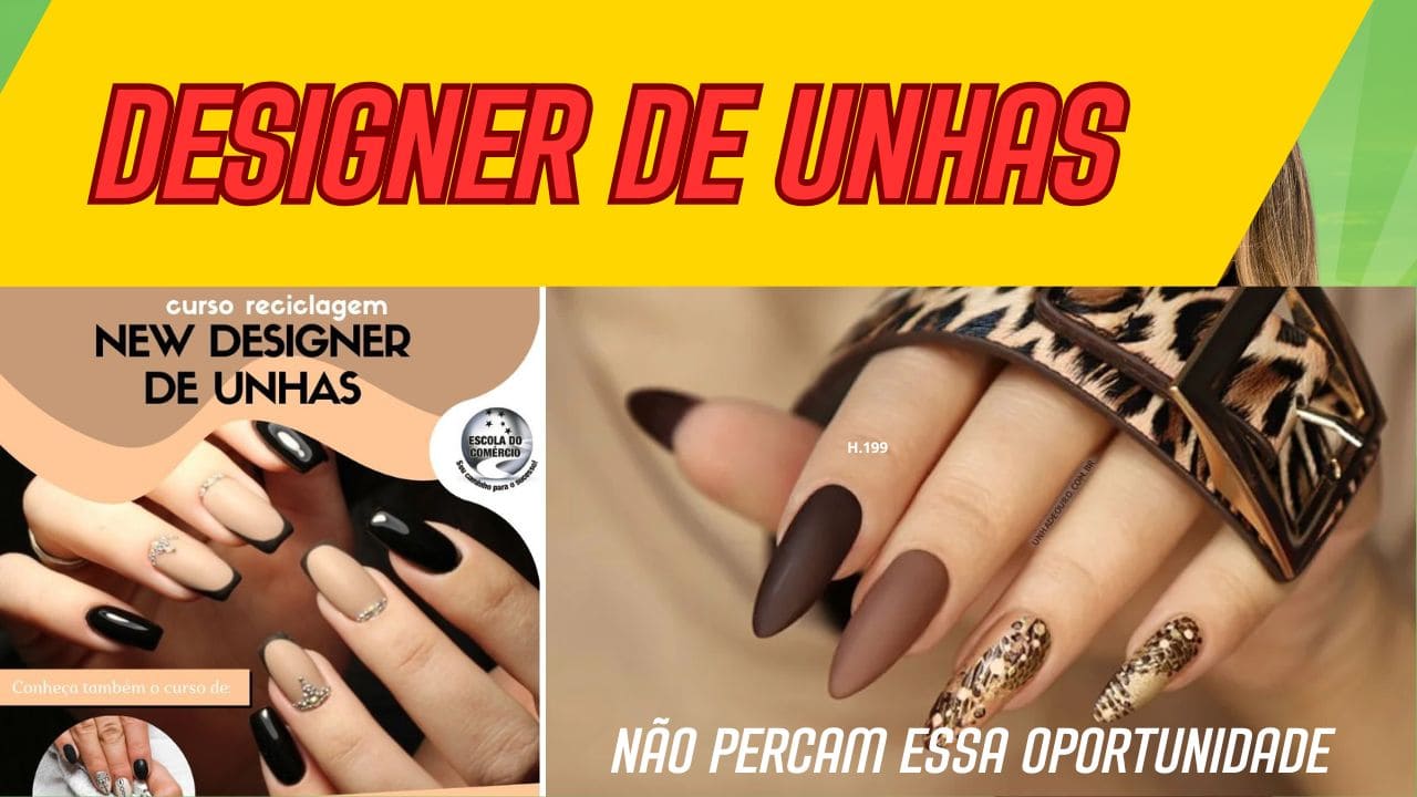 Foto de unhas decoradas com técnicas exclusivas de um curso de Designer de Unhas."