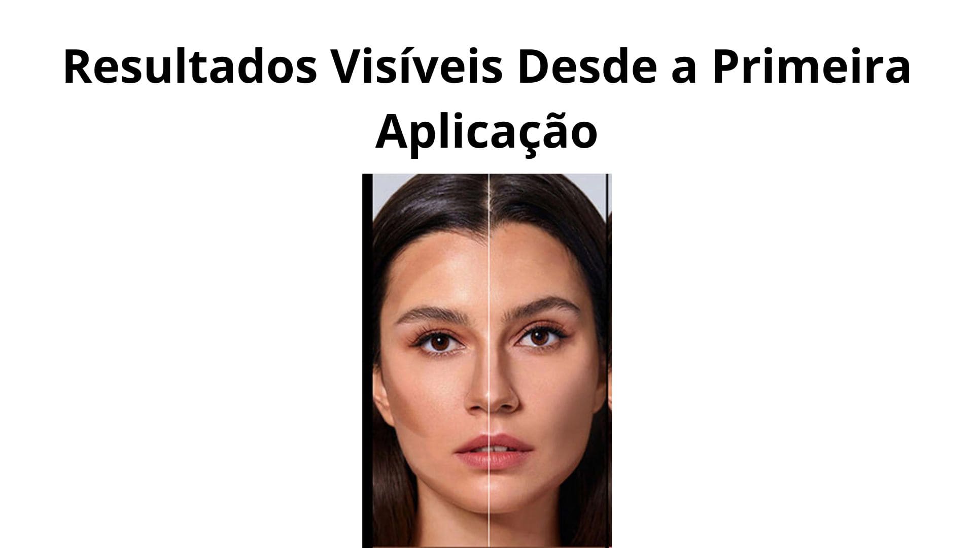 Imagem mostrando os resultados visíveis do bastão de maquiagem desde a primeira aplicação.