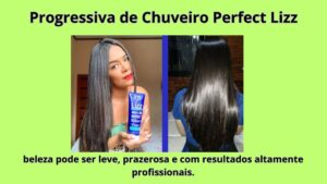 • Mulher com cabelo liso, alinhado e brilhante após o uso da Progressiva de Chuveiro Perfect Lizz.