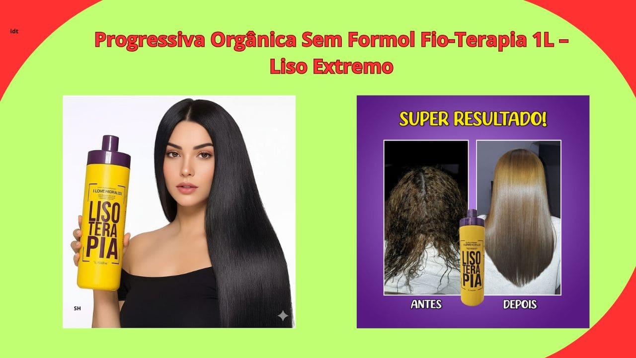 Progressiva orgânica sem formol Fio-Terapia Liso Extremo que alisa, trata profundamente os fios e proporciona brilho intenso e liso duradouro.