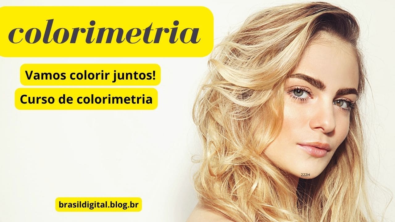 Curso de colorimetria capilar ensinando técnicas de coloração, mistura de tons e correção de cor em cabelos.