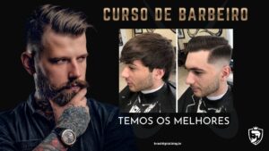 Homem aprendendo técnicas de corte de cabelo em barbearia, com ferramentas profissionais, representando oportunidade de aumentar renda de forma rápida e prática.