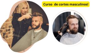 Barbeiro realizando corte masculino profissional com máquina e tesoura em cliente na barbearia.