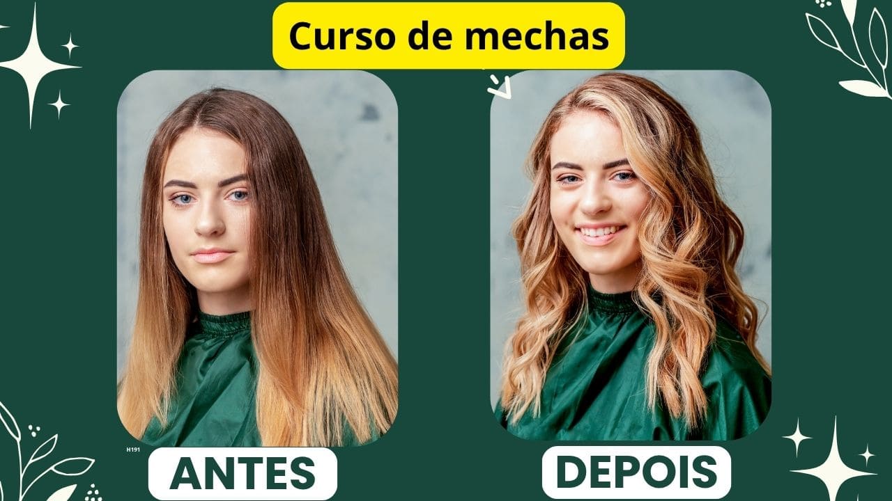 Profissional aplicando técnicas avançadas de mechas em cabelo feminino durante aula prática do Curso de Mechas Pro, mostrando divisão correta dos fios, iluminação uniforme e resultado moderno com efeito natural.