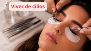Profissional realizando aplicação de extensão de cílios durante aula prática de curso profissional de cílios.