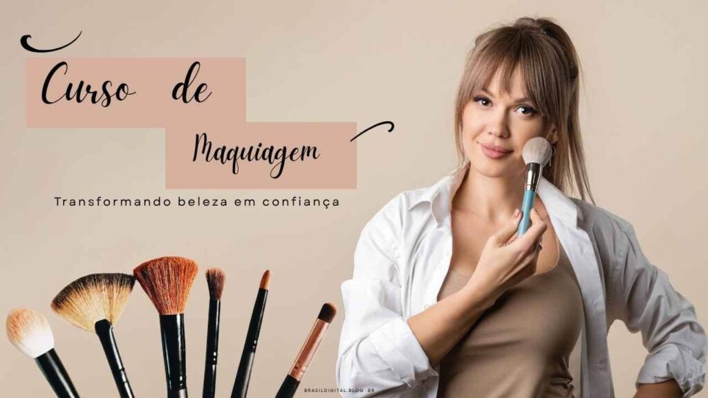 Curso de maquiagem online com técnicas profissionais de preparação da pele, aplicação de produtos e maquiagem dos olhos.